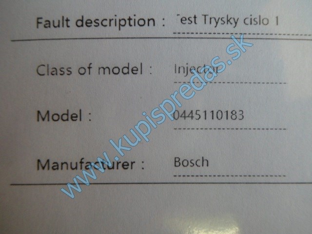 tryska na motor na fiat pandu 1,3jtd, 0445110183